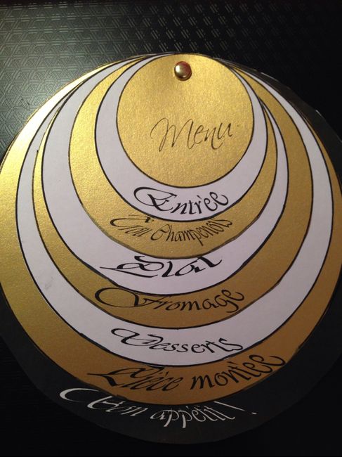 Menu de notre mariage