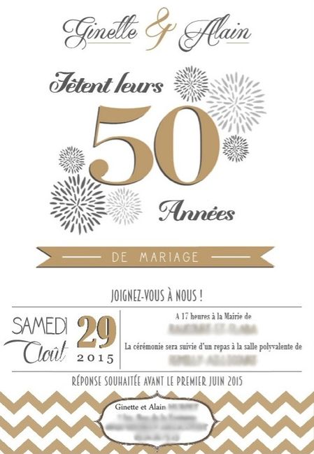 Invitation 50 ans de mariage / Noces d'or