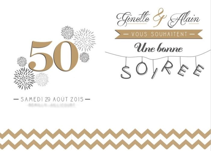 Menu 50 ans de mariage / Noces d'or
