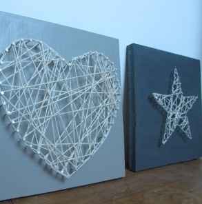 Coeur avec clous et laine