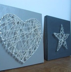 Coeur avec clous et laine