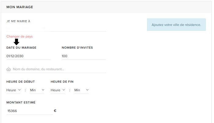 Changement date de mariage 1