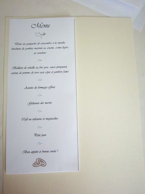 menu de mariage