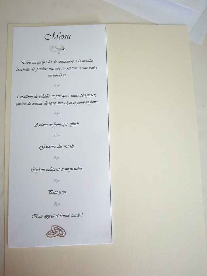 menu de mariage