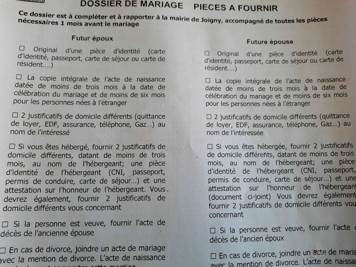 Justificatif de domicile mariage civil 1