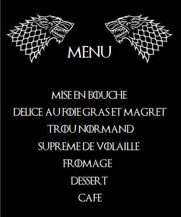 Menu dîné