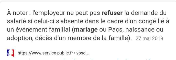 Jours mariage dut par l'employeur ? - 1