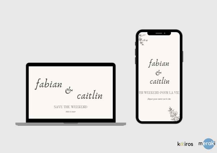 Travail de site dédié pour le mariage, fait par kairos (planification événementiel) et meraki (digit