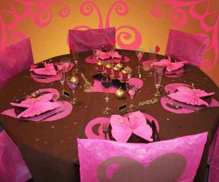 Décoration de table fuschia/chocolat