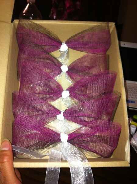 Nos noeuds en tulle fuschia/chocolat