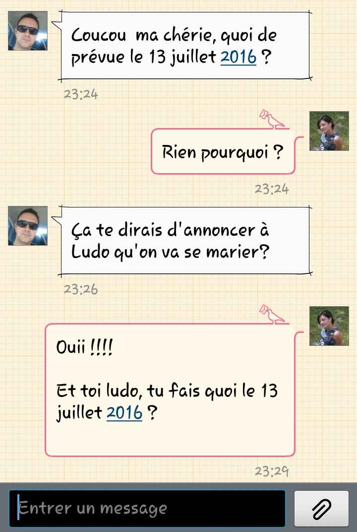 Annonce de notre mariage à mon frère