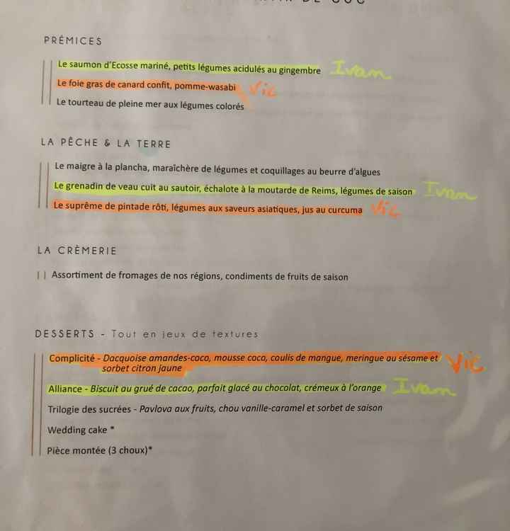 Idées menus de mariage - 1