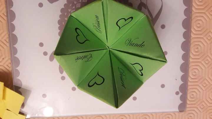 Cocotte en papier : menu - 1