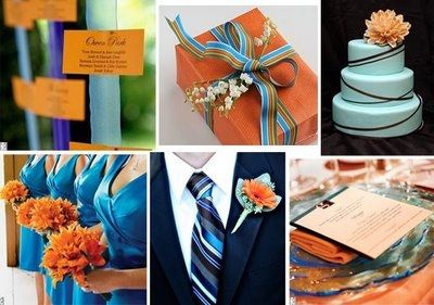 Un mariage orange et bleu