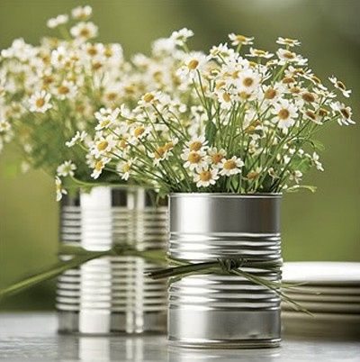 Décoration avec boites de conserve