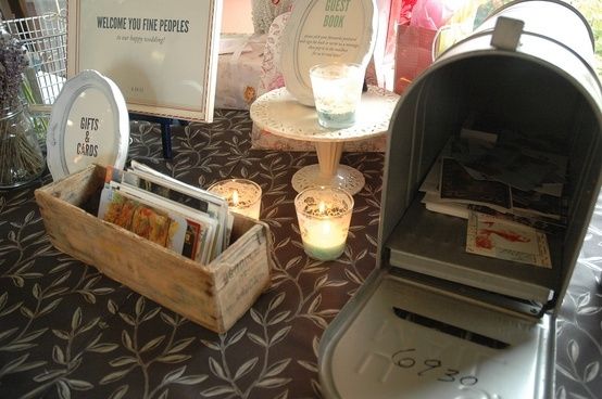 Décoration avec des boites aux lettres et courrier