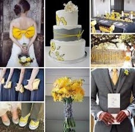 Le club du mariage jaune et gris