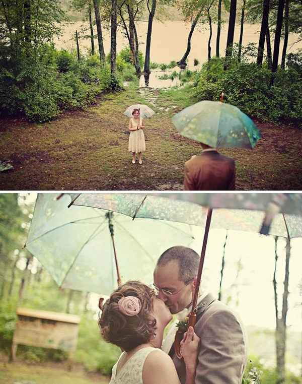 Mariage champêtre sous la pluie