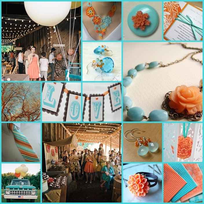Un mariage orange et bleu 