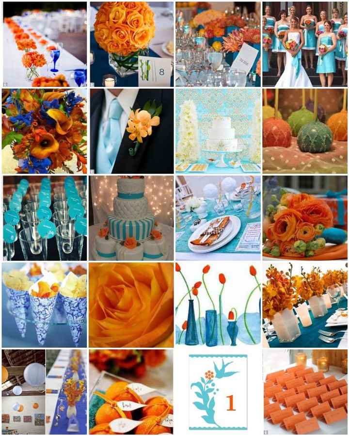 Un mariage orange et bleu 