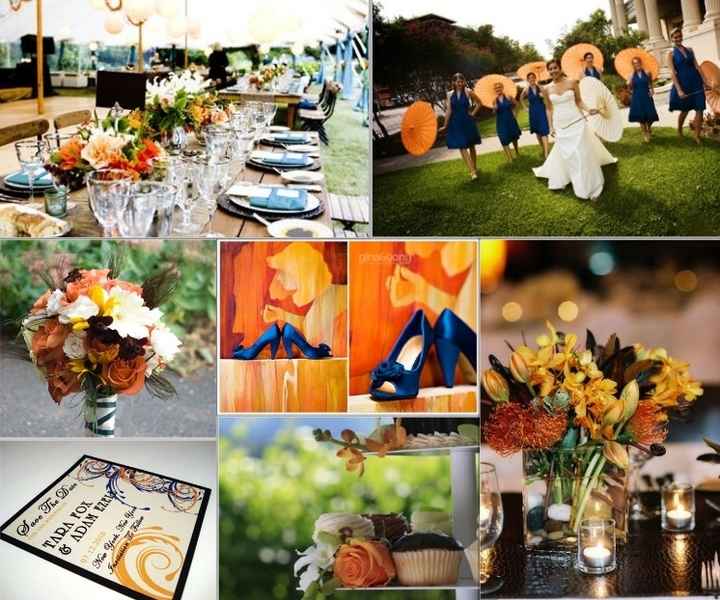 Un mariage orange et bleu 