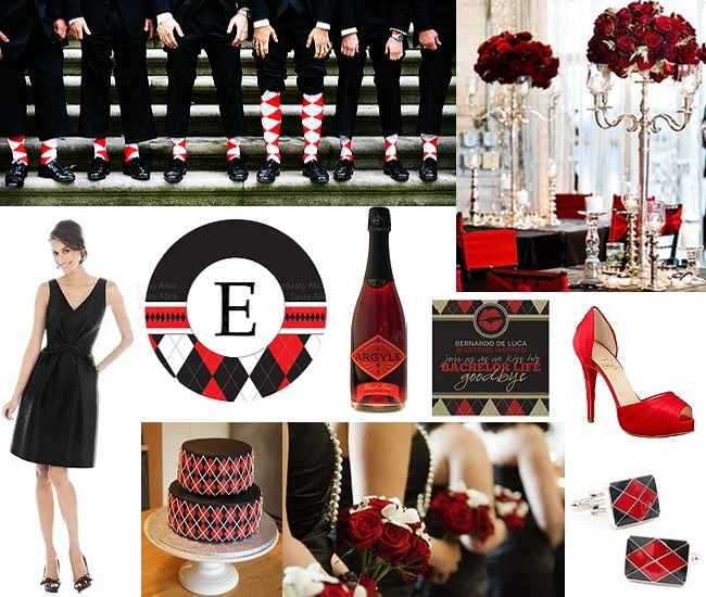 Le club du mariage rouge, noir et blanc