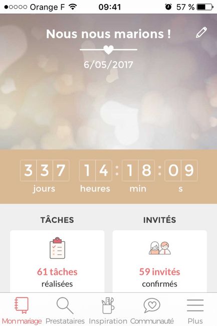 Oú en sont vos compteurs Mariages.net ? - 1