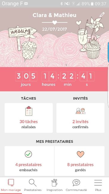 Ecrivez le nombre de jours qu'il reste avant votre mariage - 1