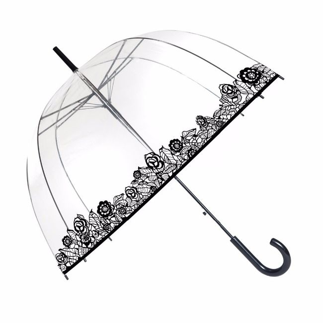 Parapluie transparent, roses noires