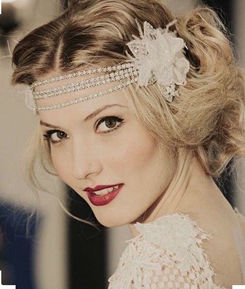 Headband style années folles fleur blanche 1
