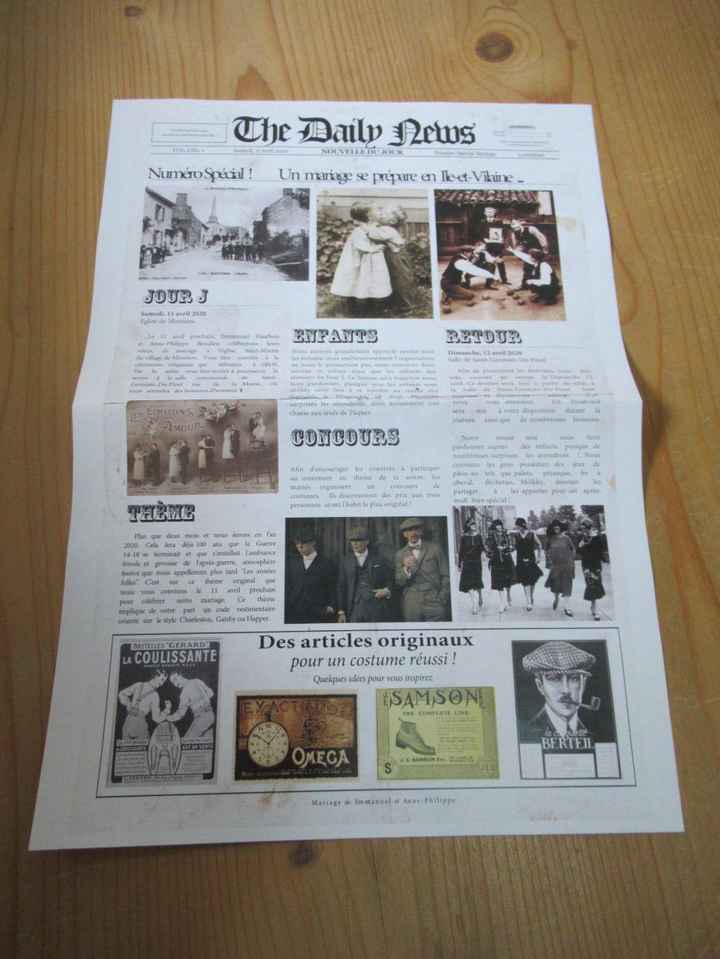 L'invitation journal 1920 fait maison