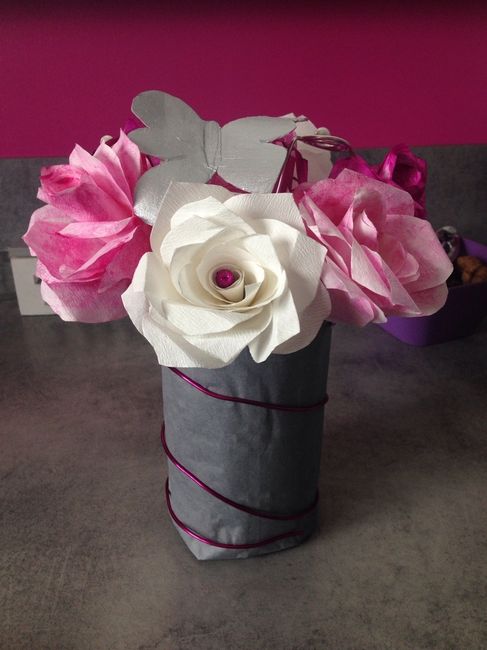 Diy centre de table rose en filtre à café - 2