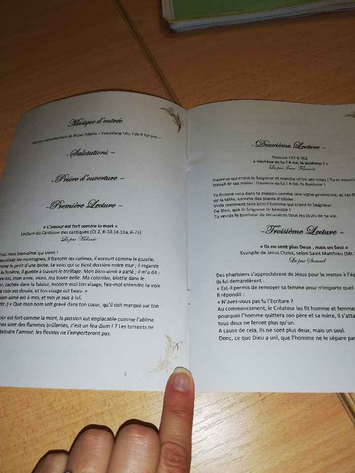 Petite question livret de messe  et menu - 1