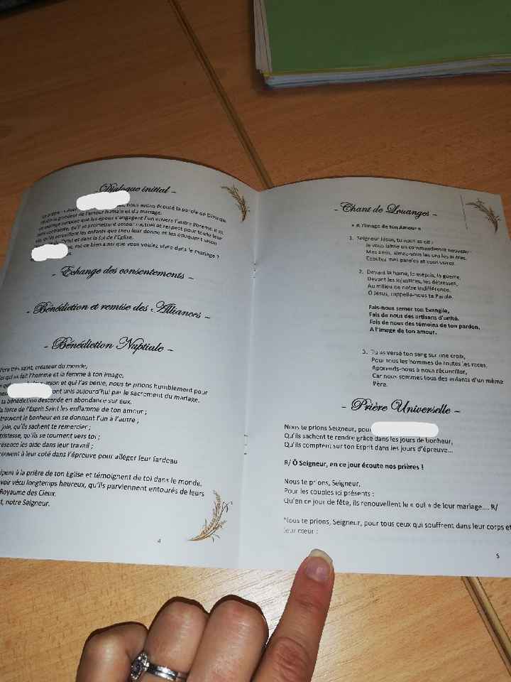 Petite question livret de messe  et menu - 2