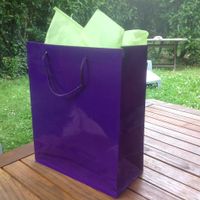 Sac invité lavande brillant / feuille de soie verte