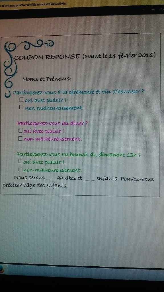coupon reponse