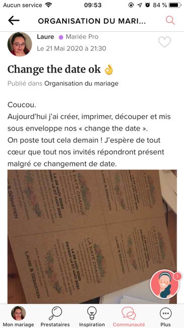 Report mariage et change the date 2