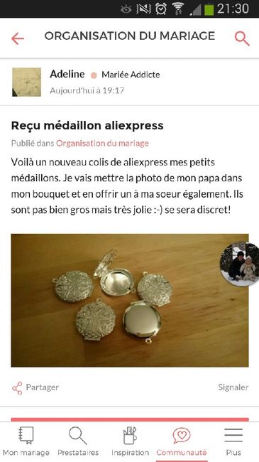 Médaillon bouquet de mariee - 1