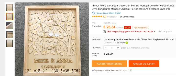 Cadre bois livre d'or