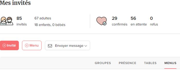 Modification des choix de menus 2