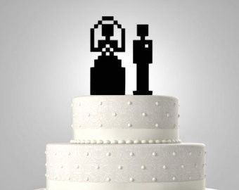 Cake topper couple 8bit