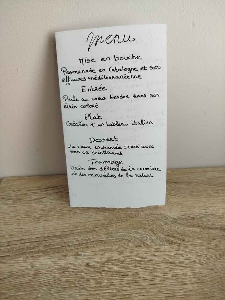 Carte menu classique ou version " un dîner plus que parfait" - 1