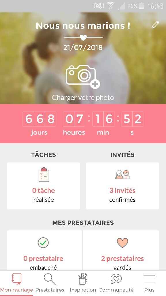 Ecrivez le nombre de jours qu'il reste avant votre mariage - 1