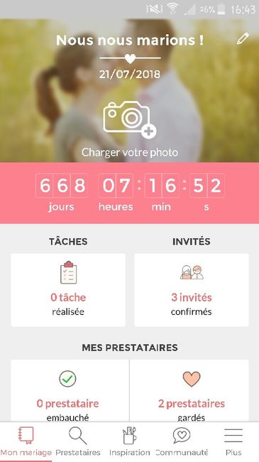 Ecrivez le nombre de jours qu'il reste avant votre mariage - 1