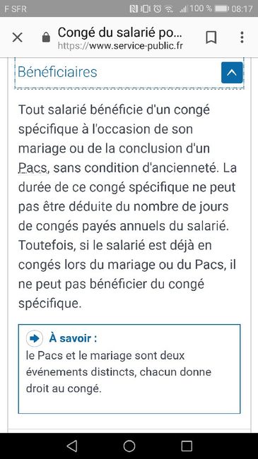 Jours pour Pacs et pour mariage 1