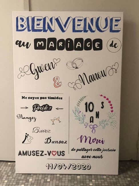 Panneau de bienvenue fait nous même :) 