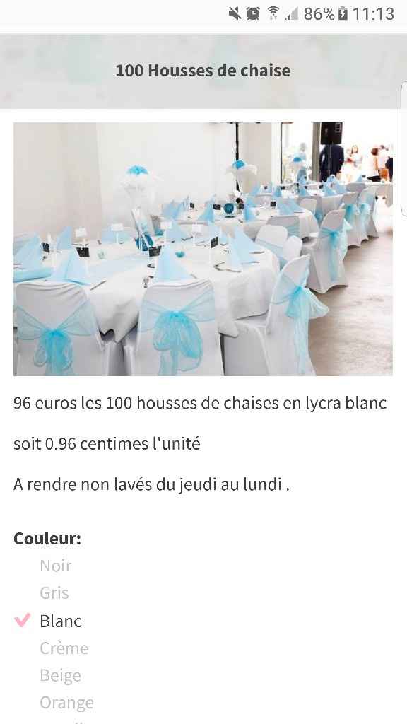 Housse de chaise en lycra. Achat ou loc ? - 1