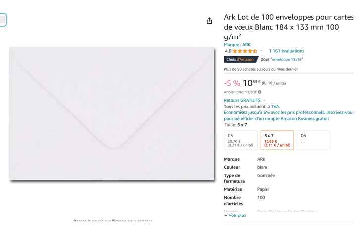 Livraison reçue! enveloppes pour remerciements - 1