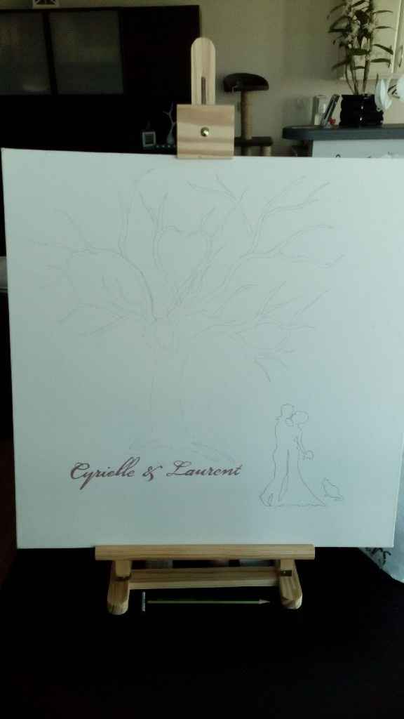 Work in progress - arbre à empreintes sur toile - 1