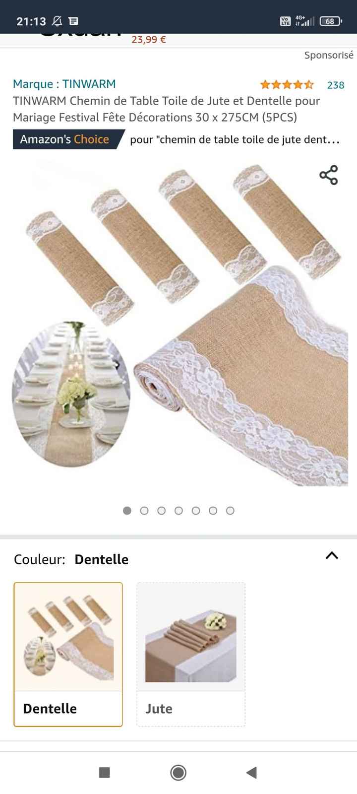Toile de jute avec dentelle sur table - 1